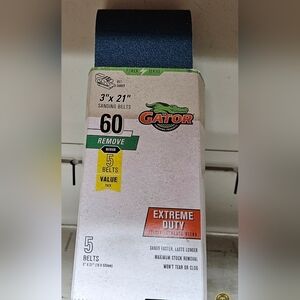 Gator 3" x 21" Red Resin Aluminum Oxide Sanding Belts, 60 Grit, 5 Pack